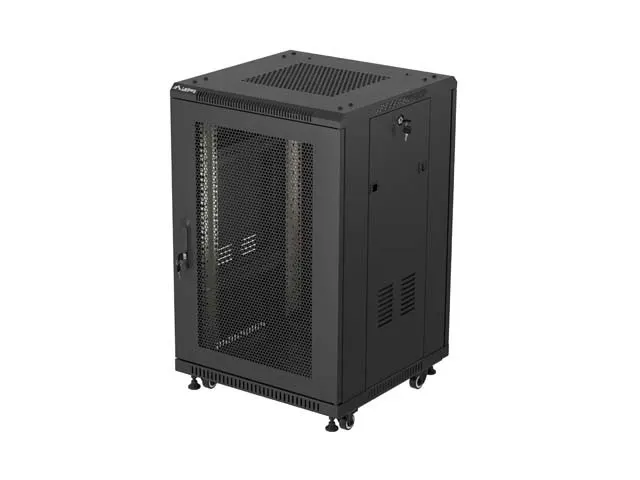 Lanberg Szafa instalacyjna rack stojąca 19 cali 18U 600x600 drzwi perforowane LCD (Flat pack) czarna