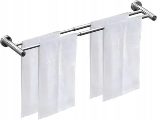 Wieszak na ręczniki 43-72 cm podwójny drążek srebrny chrom
