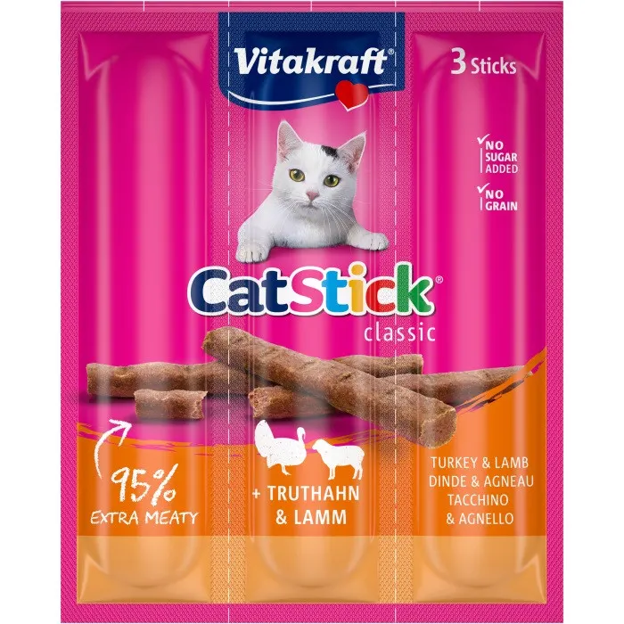 VITAKRAFT Cat Stick Indyk i Jagnięcina - przysmak dla kota - 18 g