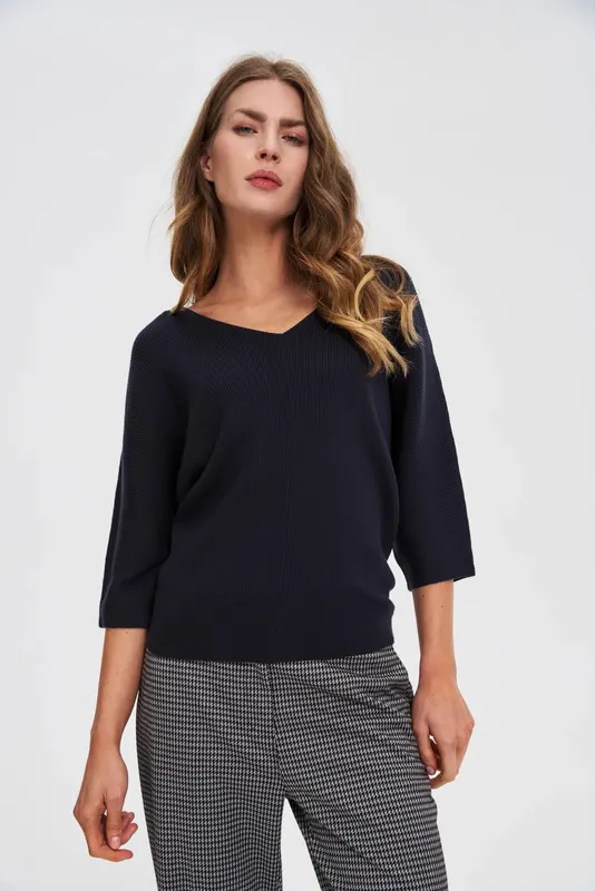 Sweter z rękawami 3/4 granatowy