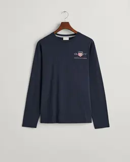 Gant Bawełniana Koszulka Męska Z Nadrukiem Regular Fit Granatowa