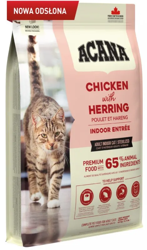 ACANA Indoor Entrée Kurczak ze śledziem - sucha karma dla kota - 4,5kg