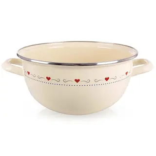 Miska emaliowana z uchwytami kremowa tonca 33 cm, 5 l