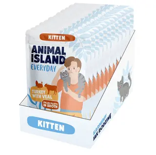 ANIMAL ISLAND Everyday Kitten Indyk z cielęciną Box - mokra karma dla kota - 12x85g