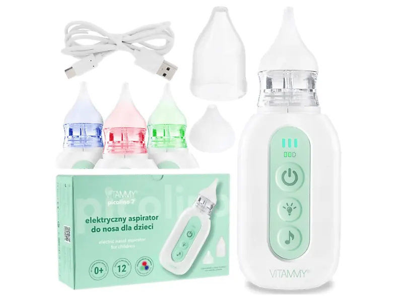 Aspirator elektryczny do nosa dla dzieci VITAMMY Picolino 7 Biało-zielony
