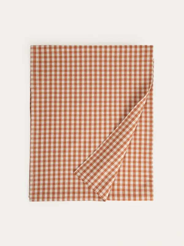 Obrus MARAVILLA bawełniany w karmelową kratkę 130x180 cm