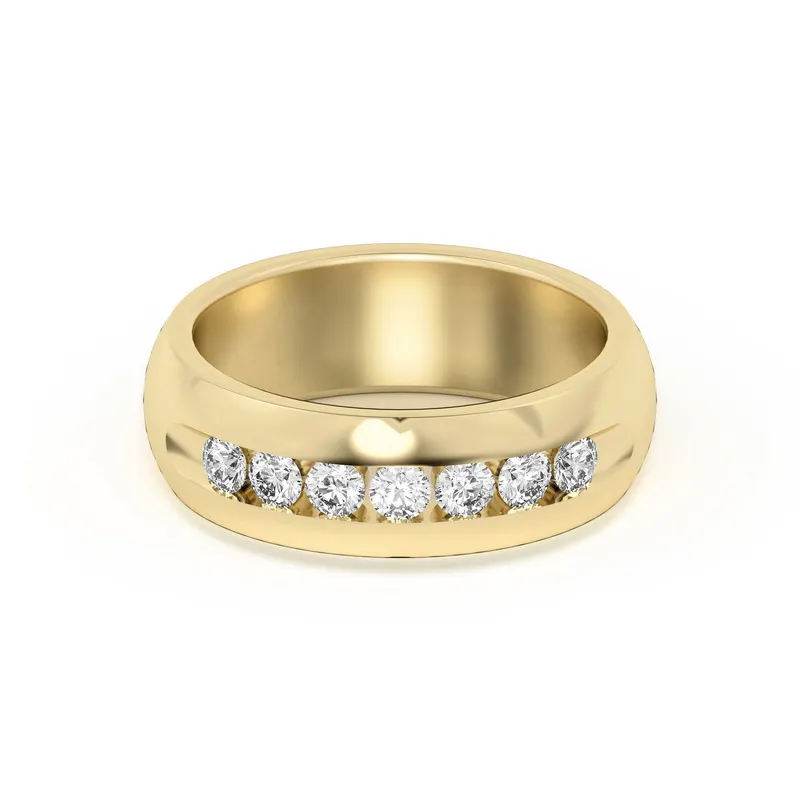 7 Channel Set Męska Obrączka Ślubna Laboratoryjny Diament 585 Żółte Złoto (14K)