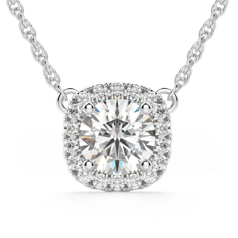 Naszyjnik Naples Okrągły 1.00 kt Laboratoryjny Diament 585 Białe Złoto (14K)