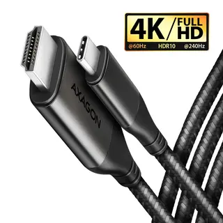 AXAGON RVC-HI2MC Adapter aktywny USB-C -> HDMI 2.0 4K/60Hz Aluminiowy, 1.8m kabel