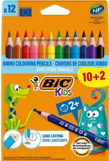 BIC KREDKI TRÓJKĄTNE GRUBE OŁÓWKOWE DLA DZIECI EKO 12 KOLORÓW