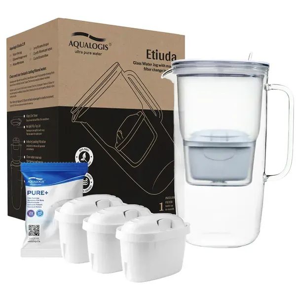 DZBANEK FILTRUJĄCY SZKLANY + 3 WKŁADY FILTRY DO WODY Pure+ BEZBARWNY 2.9L