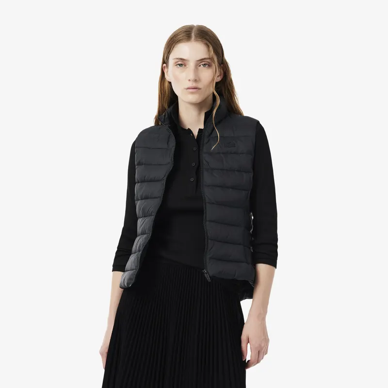 Lacoste Pikowana Kamizelka Puchowa I Wodoodporna Czarna