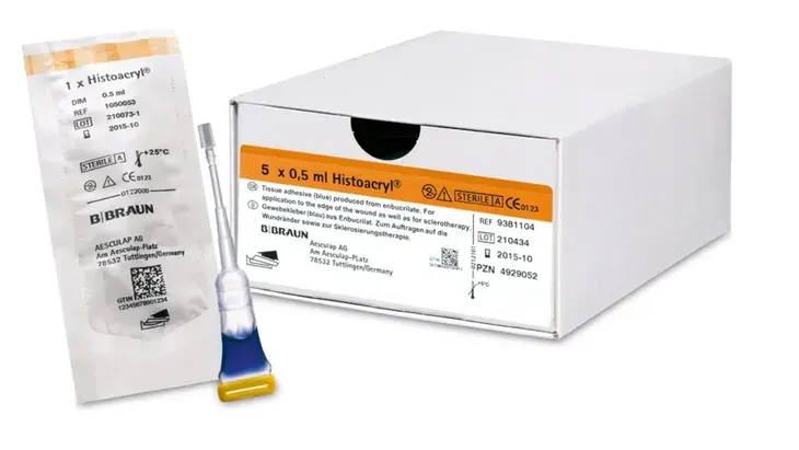 B. Braun Histoacryl klej tkankowy niebieski 5x0,5 ml REF 1050052