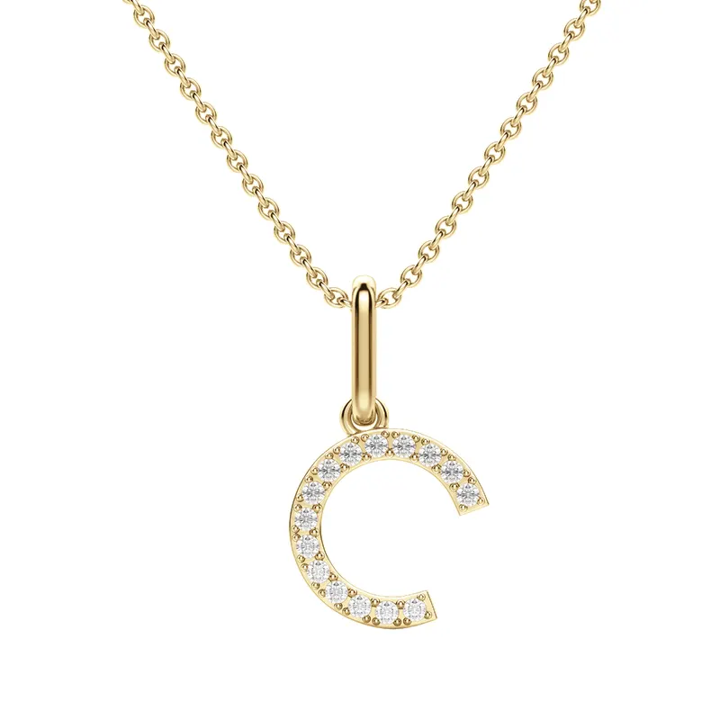 Wisiorek Litera "C" Laboratoryjny Diament 585 Żółte Złoto (14K)