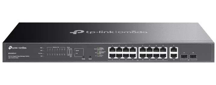 TP-LINK Przełącznik Omada 20-Port GB Easy Managed Switch with 16-Port PoE+ 16× Gigabit PoE+ Ports, 2x Gigabit Non-PoE Ports, 2× Gigabit SFP Ports ES22