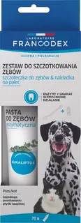 FRANCODEX Zestaw do szczotkowania zębów - szczoteczka, nakładka na palec i pasta do zębów 70 g - dla psa i kota