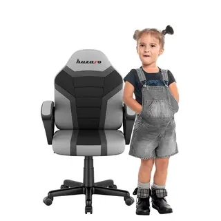 Fotel gamingowy dla dziecka HUZARO szary do biurka obrotowy ergonomiczny