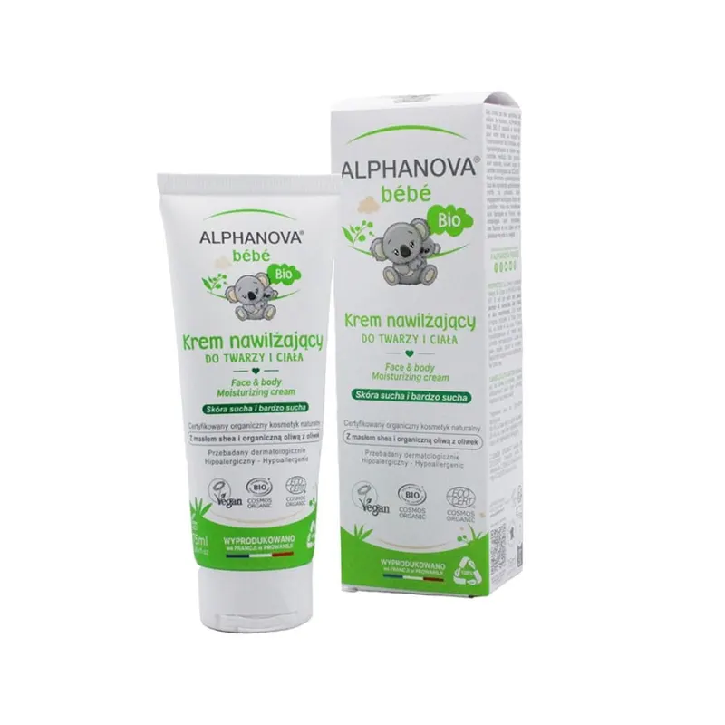 Alphanova Bebe Bio, Nawilżający krem do twarzy i ciała na bazie oliwy, do skóry suchej i atopowej, 7