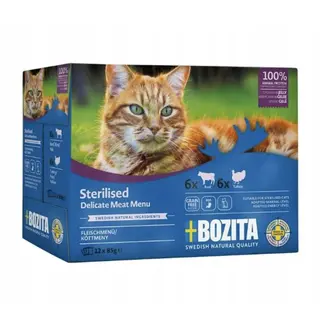 BOZITA Sterilised Delicate meat menu in jelly box – mokra karma dla kota – 12x85g