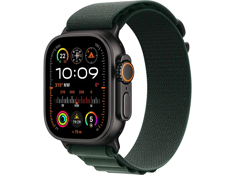 PRODUKT PO EKSPOZYCJI - Smartwatch APPLE Watch Ultra 2 GPS + Cellular Koperta 49mm z tytanu w kolorze czarnym opaską Alpine M ciemnozielonym MX4R3WB/A