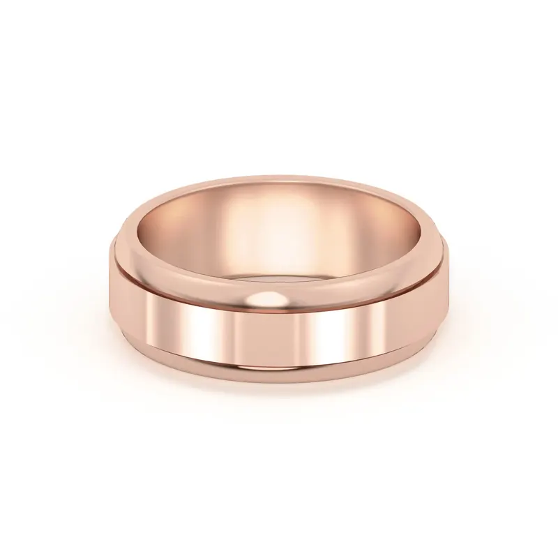 Raised Edge Channel Wysoka Polska Obrączka Ślubna 585 Różowe Złoto (14K) 6 MM