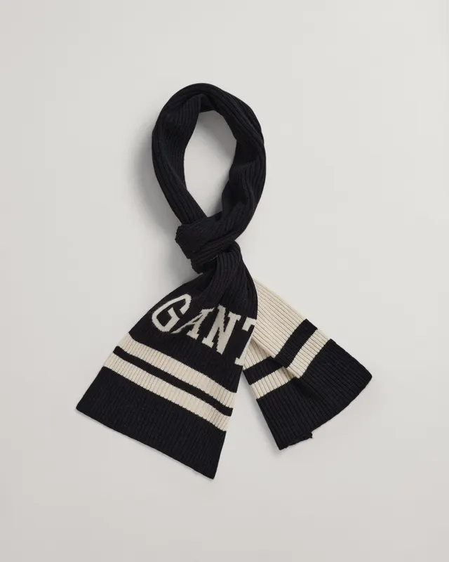 Gant Szalik Unisex Z Nadrukiem Czarny
