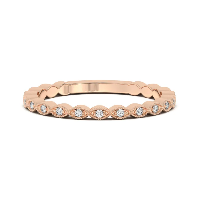 Obrączka Ślubna Dot a Marquise Milgrain Laboratoryjny Diament 585 Różowe Złoto (14K)