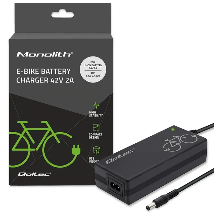 Qoltec Ładowarka do baterii roweru elektrycznego 36V | 42V | 2A | 5.5*2.1