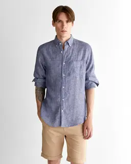 Gant Koszula Męska Z Długim Rękawem Regular Fit Niebieska