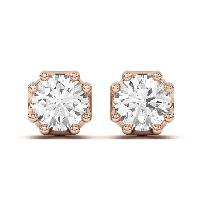 Męskie Kolczyki Sztyfty Vintage 0.26 Karata Diament Laboratoryjny 585 Różowe Złoto (14K)