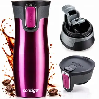 KUBEK TERMICZNY CONTIGO WEST LOOP 2.0 NA KAWĘ DO AUTA - MALINOWY 470ML