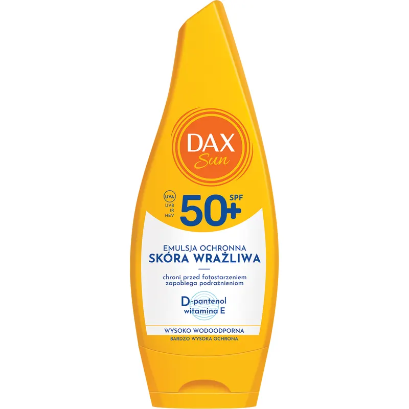 Dax Sun emulsja ochronna SPF 50+ dla skóry wrażliwej z IR/HEV Protection, ekstraktem z owsa, witaminą E i D-pantenolem 160 ml