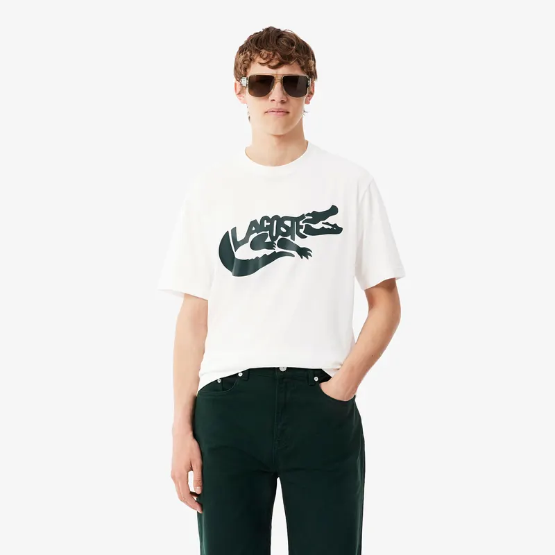 Lacoste Koszulka Męska Z Długim Rękawem Biała Biały