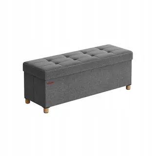 Pufa tapicerowana ZE SCHOWKIEM 38x110x40 cm PODNÓŻEK ławka szara DO SALONU