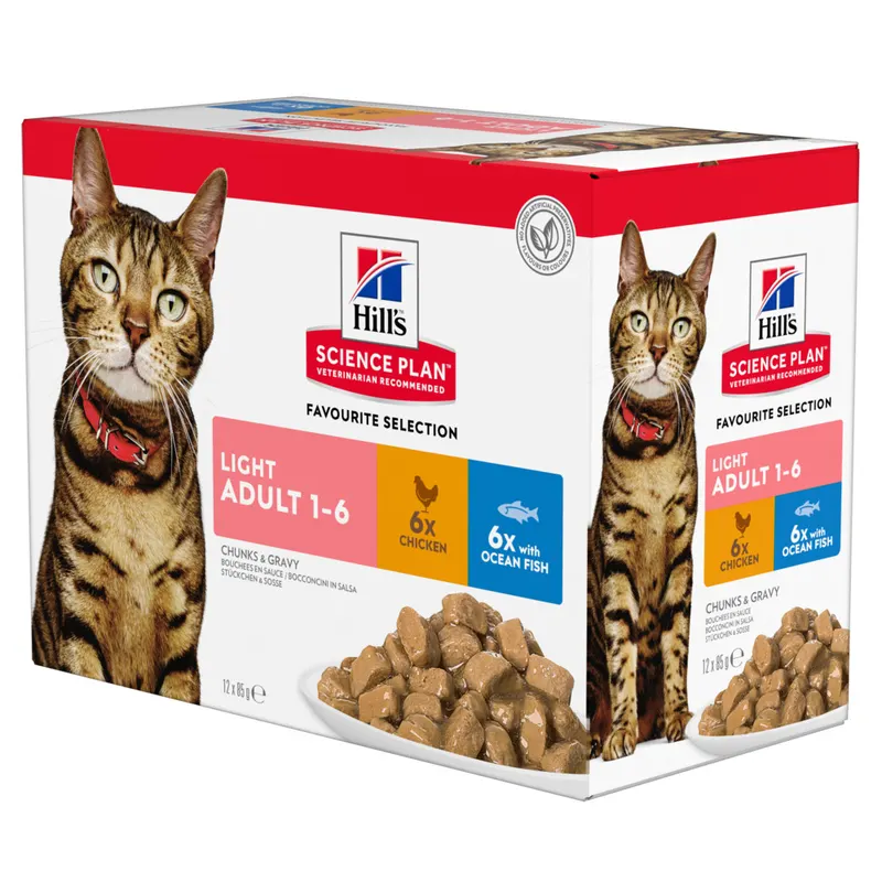 Hill's Science Plan Adult Light, tuńczyk - Uzupełnienie: 12 x 85 g, karma mokra Adult Light, kurczak i ryba