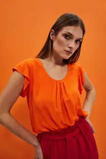 Luźna koszula z krótkim rękawem pomarańczowa