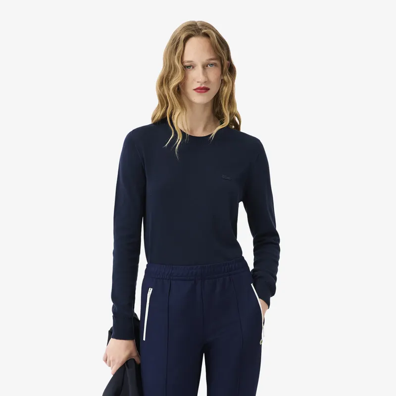 Lacoste Sweter 3D Z Okrągłym Kołnierzykiem Granatowy