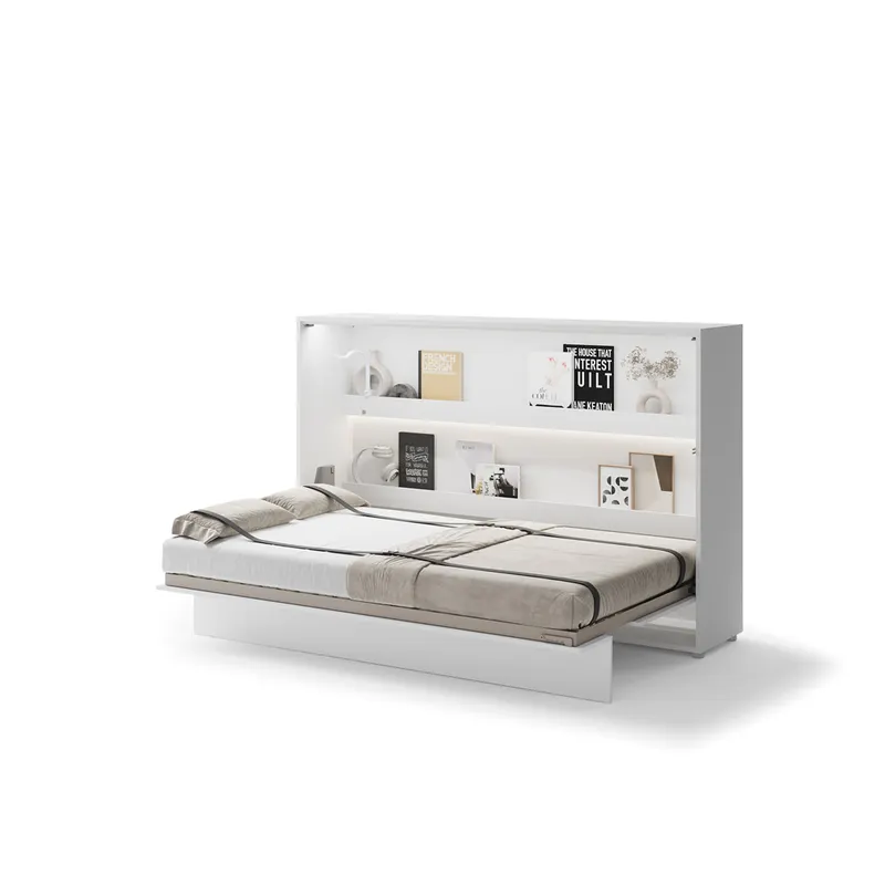 Półkotapczan poziomy BC-05 Bed Concept | 120x200 cm | Biały | składany | funkcjonalny | oszczędność przestrzeni