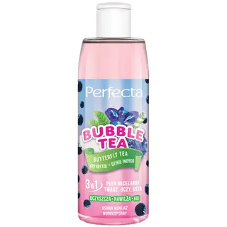 Perfecta Bubble Tea Butterfly Tea płyn micelarny 3w1 z erytrytolem, dzikim indygo, ekstraktem z niebieskiej i zielonej herbaty 300 ml