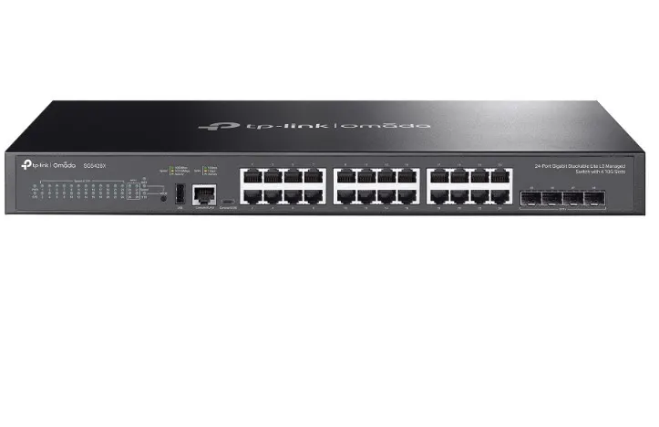 TP-LINK Przełącznik zarządzalny Omada 24-Port Gb Stackable Lite L3 SG5428X 24× Gigabit RJ45 Ports, 4× 10G SFP+ Slots, RJ45/USB Type C Console Port