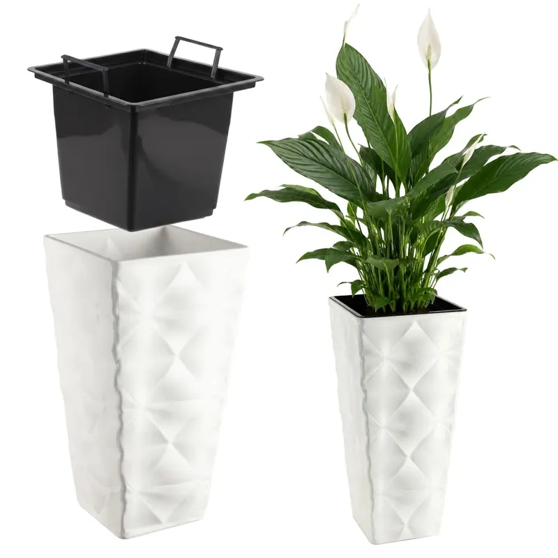 Donica ogrodowa Bando wysoka z wkładem 40 cm, biała