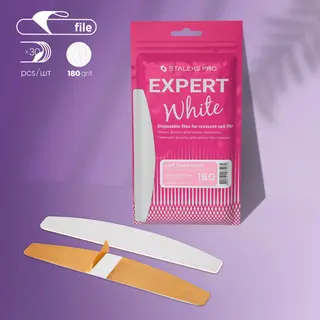Wymienne pilniki STALEKS białe na bazie miękkiej do pilnika półksiężycowego EXPERT 40 180 grit (30 szt)