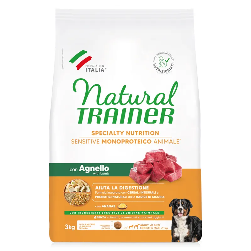 Natural Trainer Sensitive Adult Medium & Maxi, jagnięcina - 3 kg
