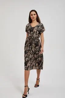 Taliowana sukienka w kwiaty czarna