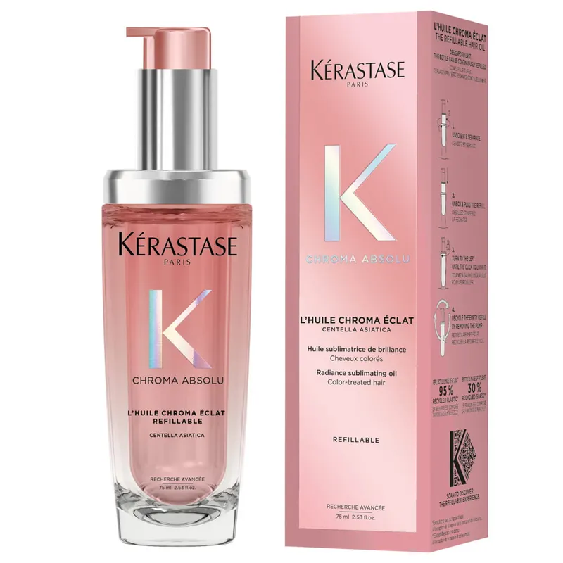 Kerastase Chroma Absolu Refillable Rozświetlający Olejek do Włosów Farbowanych z Możliwością Ponownego Uzupełniania 75ml