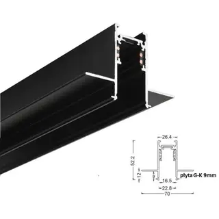 SZYNA MAGNETYCZNA PODTYNKOWA 48V 2M GK 9mm CZARNA 10002