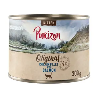 Purizon Original, 24 x 200 g, bez zbóż - Kitten: Filet z kurczaka z łososiem
