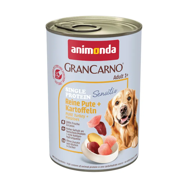 animonda GranCarno Adult Sensitive, 6 x 400 g - Indyk i ziemniaki