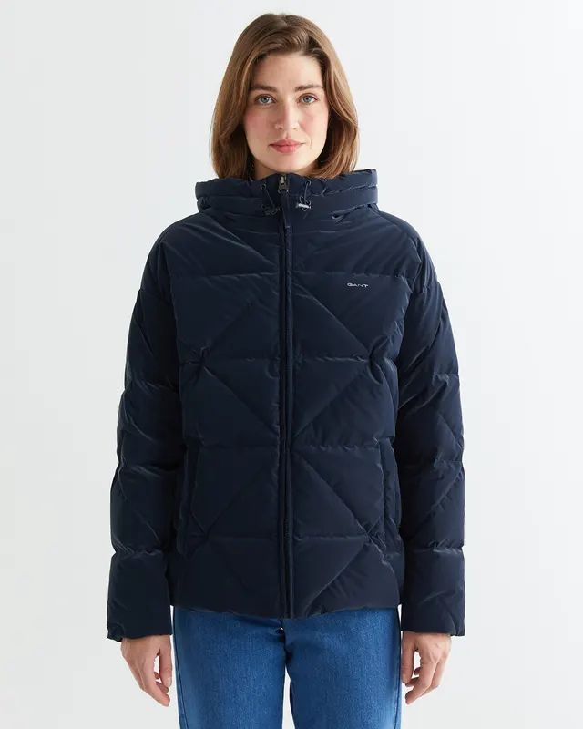 Gant Kurtka Damska Z Kapturem Regular Fit Granatowa