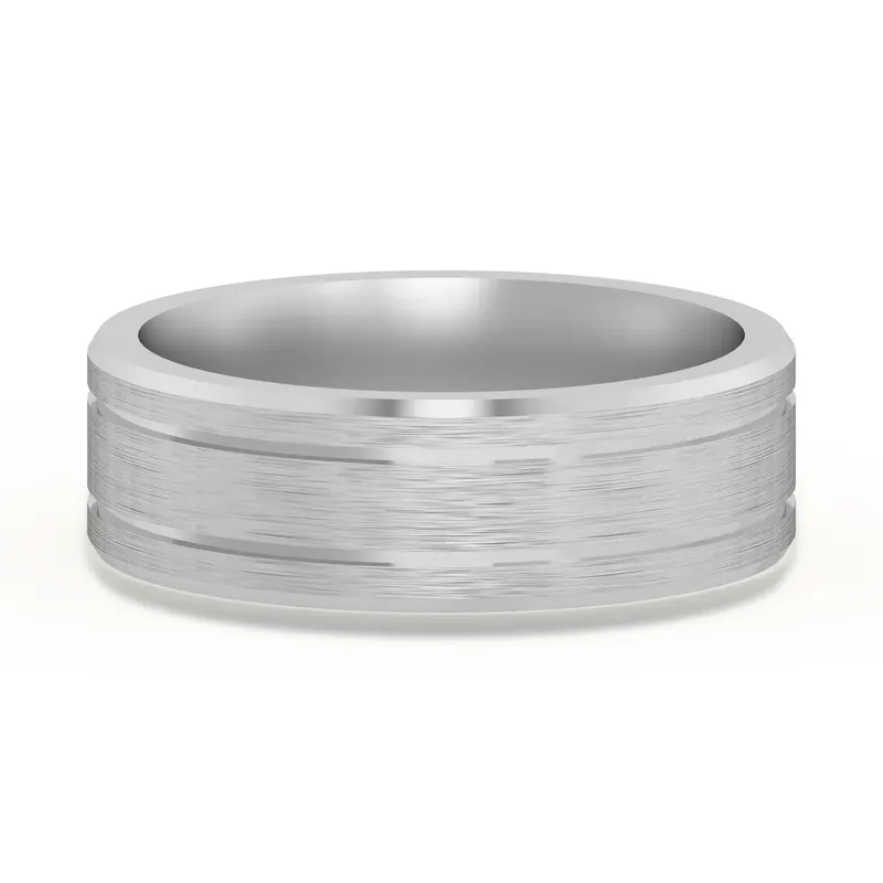 Klasyczna Double Channel Satenowa Finish Obrączka Ślubna 6 MM 585 Białe Złoto (14K)